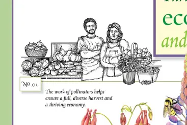 A closeup of a drawing of two people with arms folded on a poster.
