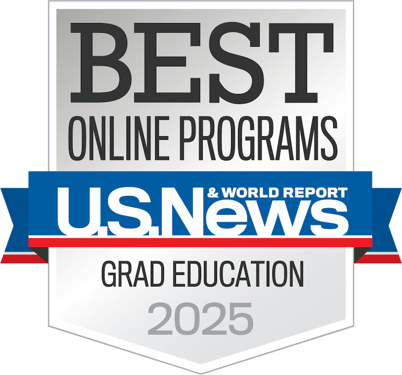 U.S. News & World Report badge for best online graduate education program, UMass Lowell.