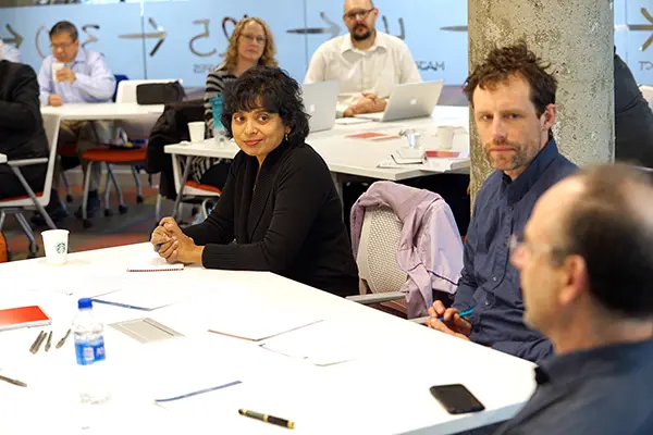 Faculty members talk at the Communicating Science workshop