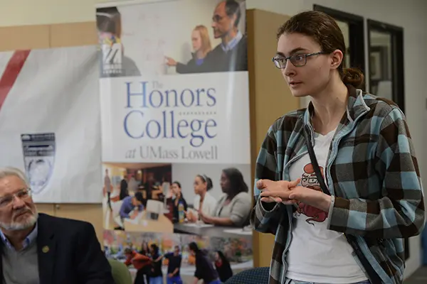 UMass Lowell Honors College student Katy Lucas talks about her experience transferring from Middlesex Community College