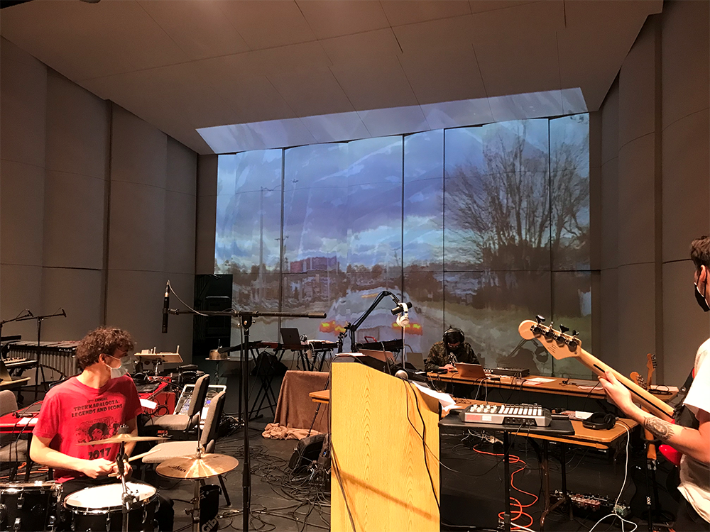 Students perform in the Contemporary Electronic Ensemble