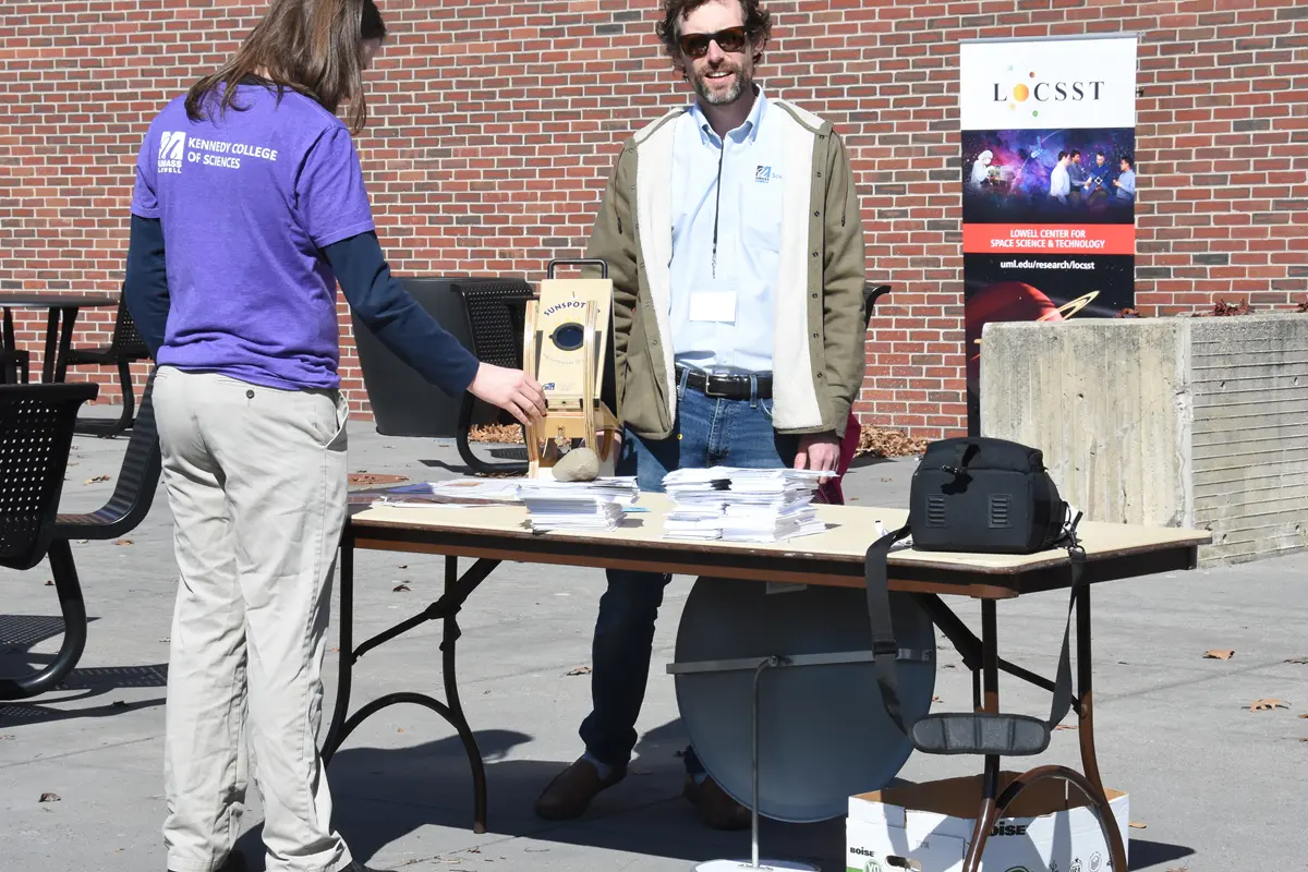 Prof. Laycock and undergraduate student Liam Neeley with the Sunspotter.