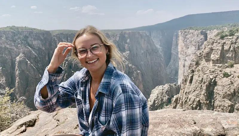 Evelynn Cousey in front of a canyon