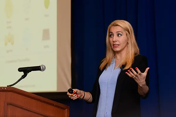 Asst. Prof. Gulden Camci-Unal delivers her keynote speech