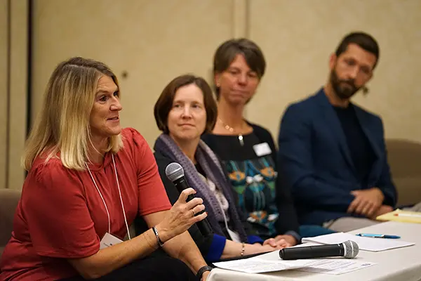 Panelists discuss teaching tips at the symposium