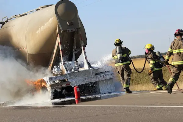 firefighters put on fire