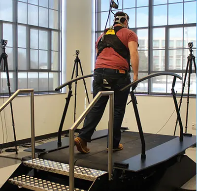 Human walking on equipment at NERVE Center