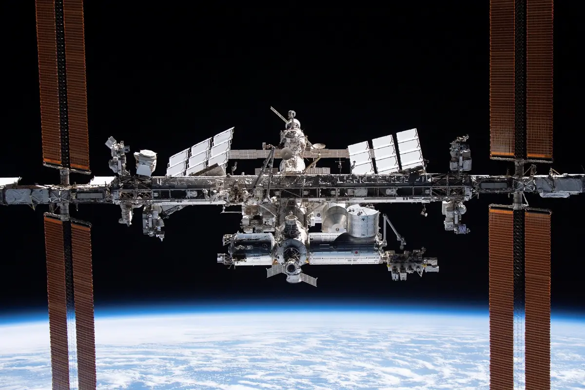 The International Space Station in orbit over Earth.