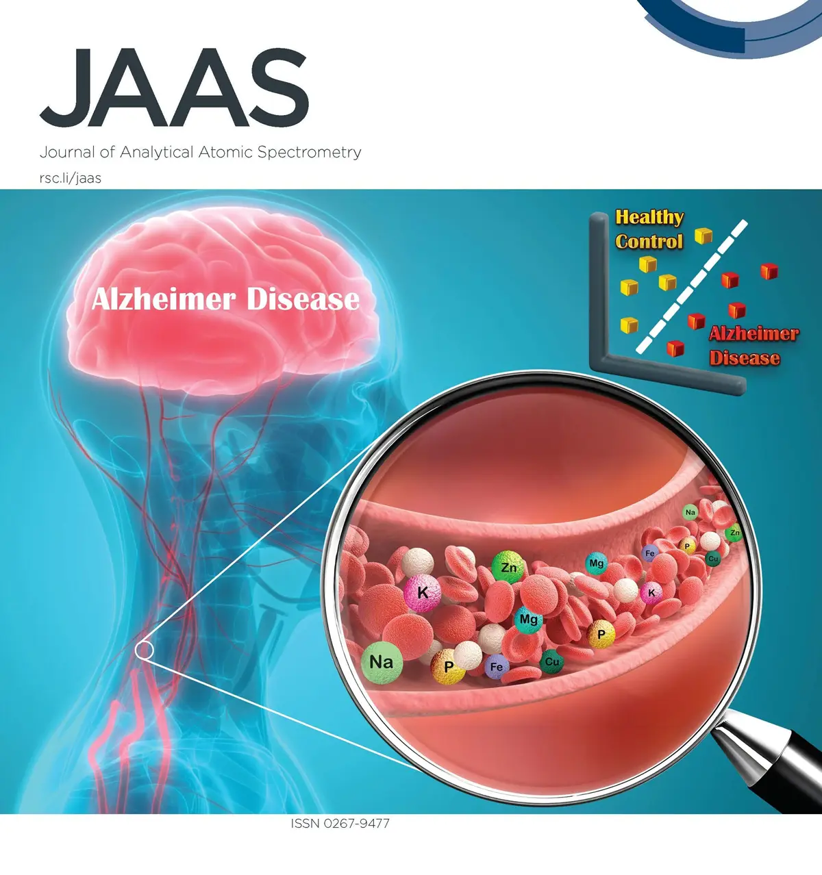 Journal of Analytical Atomic Spectrometry cover features a brain and a blood vessel.