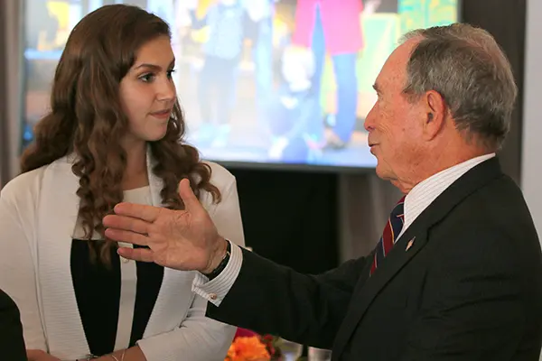 Kierra Walsh spoke with Michael Bloomberg at the Museum of Science event