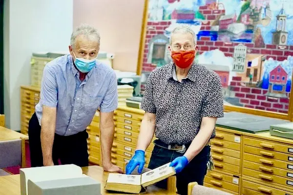 Gray Fitzsimons and Tony Sampas at the Center for Lowell History