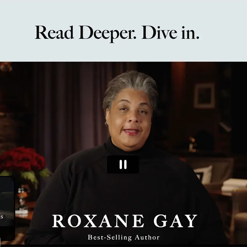 A screenshot of Roxane Gay on the website Rebind.