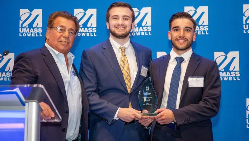 Team Rent Scoop holding the 2023 Sutherland Innovative Technology Solution Award. 