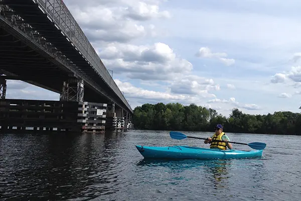A kayaker on the Merrimack River