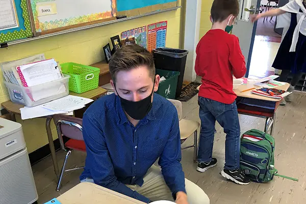 UML education major Nick Kerrigan is student teaching during the COVID-19 pandemic