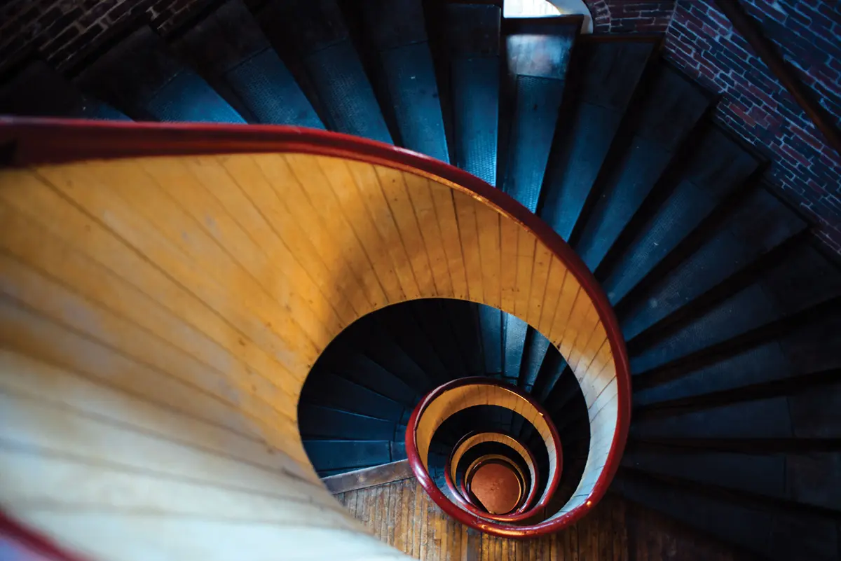 "Applecore" staircase at Wannalancit Mills