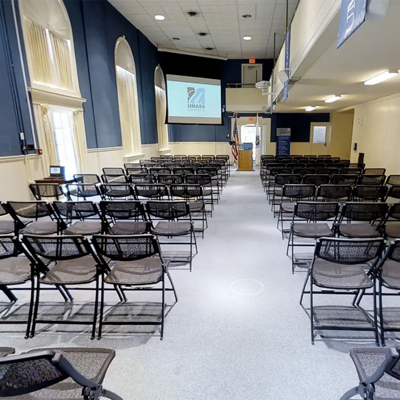 Alumni Hall set up auditorium style