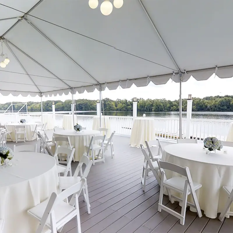Boathouse deck set up reception style