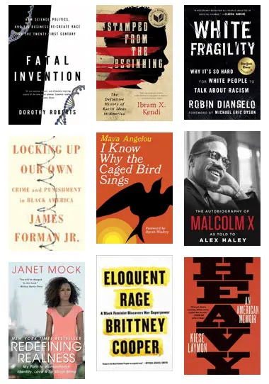 Array of nine book covers