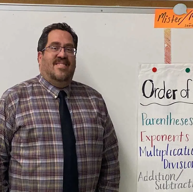 Roberta Rivera in his middle school classroom.