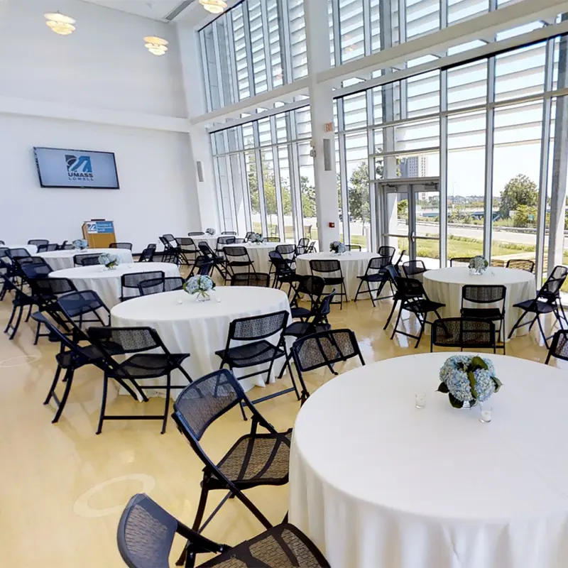 ETIC atrium set up banquet style