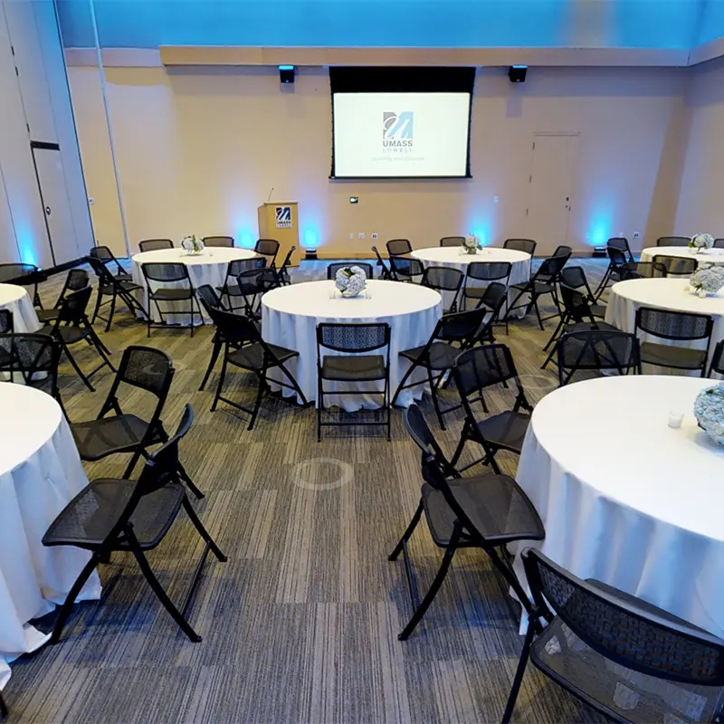 University Crossing Moloney Ballroom set up banquet style