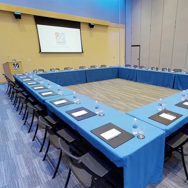 University Crossing Moloney Ballroom set up boardroom style