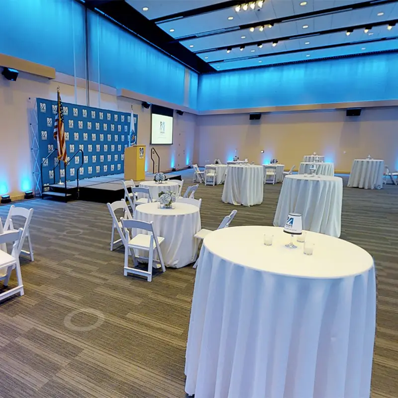 University Crossing Moloney Ballroom set up reception style
